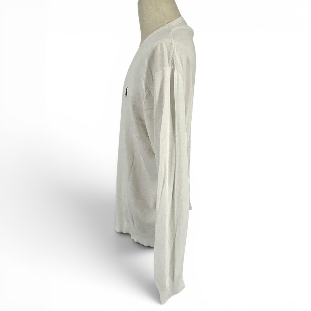 Polo Ralph Lauren Mens XL White Pima Cotton V-Neck Sweater Long Sleeve Pony Logo - Picture 4 of 9